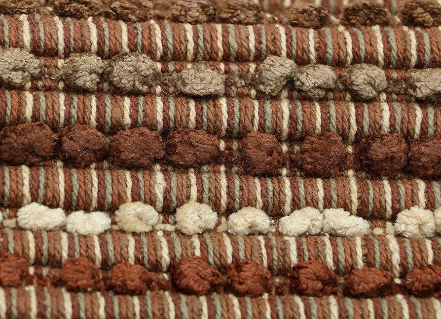 THE HOME TALK Handmade Stripes Cotton Rug | Water-Absorbent | for Bathroom, Entrance Door, Kitchen, Entry Gate, Living Room | Machine Wash | Anti-Skid | 60 x 90 CM | Brown